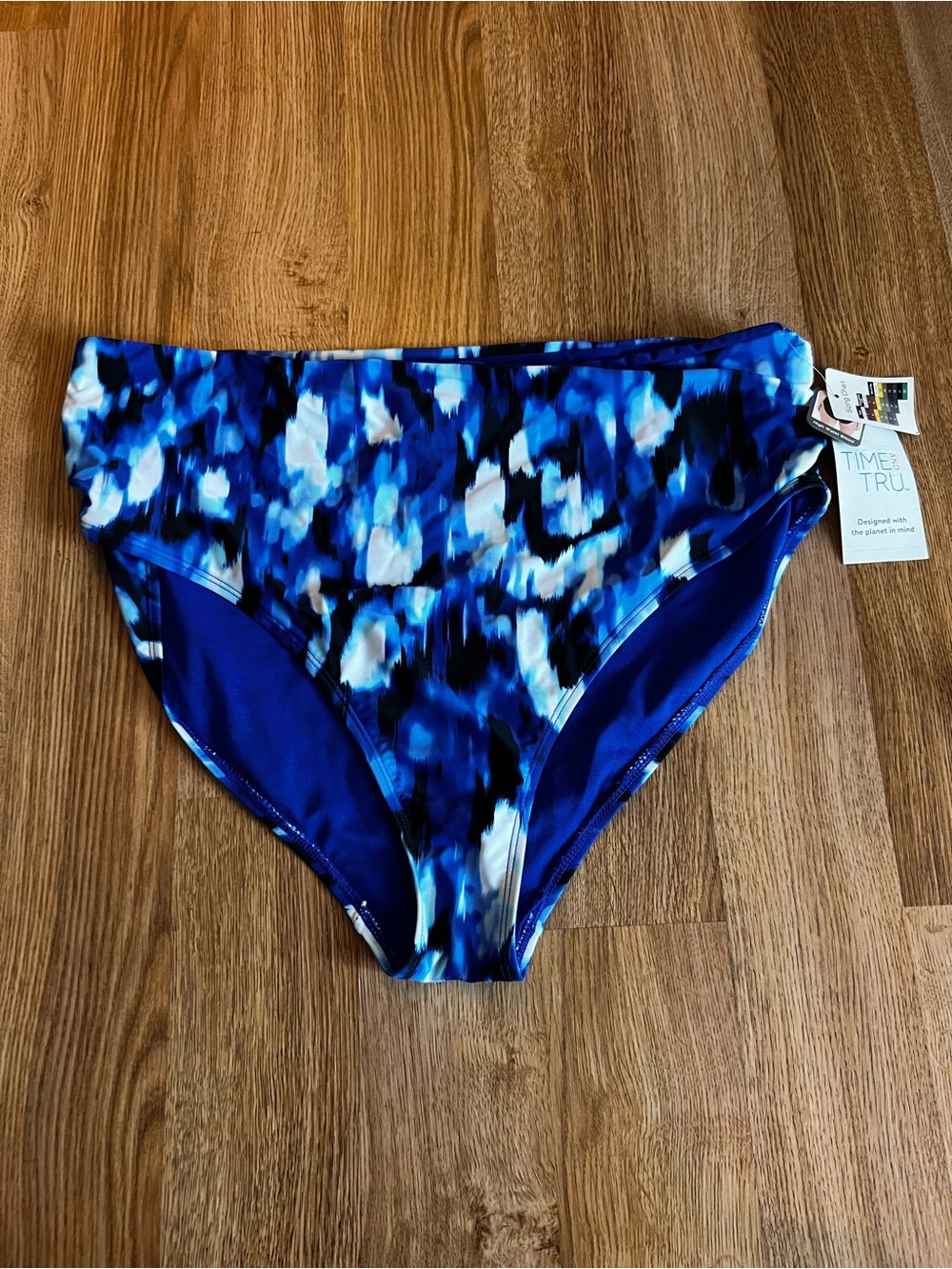 NWT Time and Tru Women’s Blue Swim High Waist Bikini Bottoms Swimwear 
• Size XL